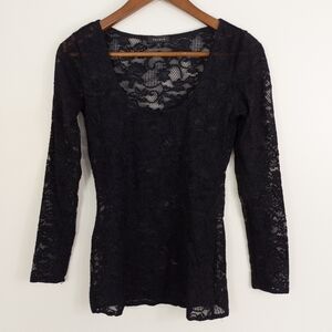 Talula Black Lace Long Sleeve Top Size Small